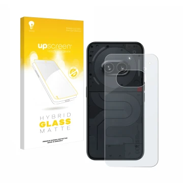 Front side of a product packaging with the brand logo upscreen. Next to it is the device Nothing Phone (2a) (Back) shown with 