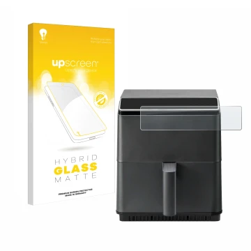 Front side of a product packaging with the brand logo upscreen. Next to it is the device Cosori CAF-P583S shown with the corre