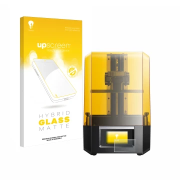 Front side of a product packaging with the brand logo upscreen. Next to it is the device Anycubic Photon Mono M5s shown with t