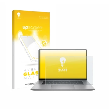 Front side of a product packaging with the brand logo upscreen. Next to it is the device HP Zbook Studio 16 G10 shown with the