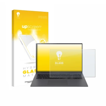 Front side of a product packaging with the brand logo upscreen. Next to it is the device LG gram 17