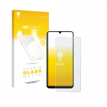 Front side of a product packaging with the brand logo upscreen. Next to it is the device Samsung Galaxy A05 shown with the cor
