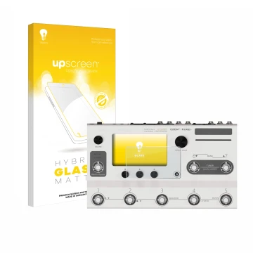 Front side of a product packaging with the brand logo upscreen. Next to it is the device Hotone Ampero II Stage shown with the