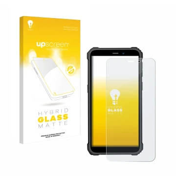 Front side of a product packaging with the brand logo upscreen. Next to it is the device Oukitel WP32 shown with the correspon