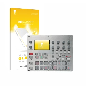 Front side of a product packaging with the brand logo upscreen. Next to it is the device Elektron Syntakt E25 Remix Edition sh
