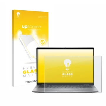 Front side of a product packaging with the brand logo upscreen. Next to it is the device Dell Latitude 7450 2-in-1 shown with 