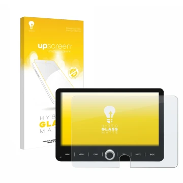 Front side of a product packaging with the brand logo upscreen. Next to it is the device Dynavin D9-T5TP shown with the corres