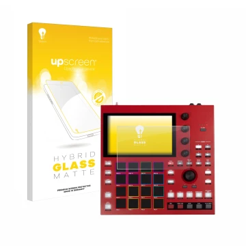 Front side of a product packaging with the brand logo upscreen. Next to it is the device Akai MPC One+ shown with the correspo