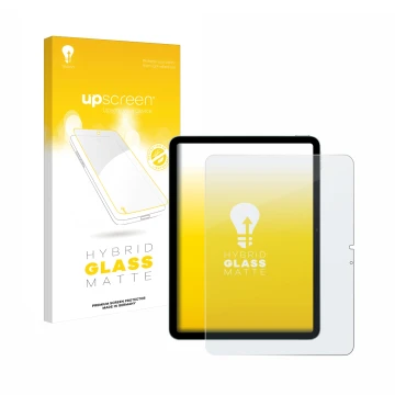 Front side of a product packaging with the brand logo upscreen. Next to it is the device Apple iPad Air 11