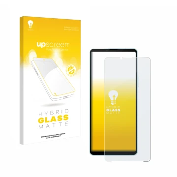 Front side of a product packaging with the brand logo upscreen. Next to it is the device Sony Xperia 10 VI shown with the corr