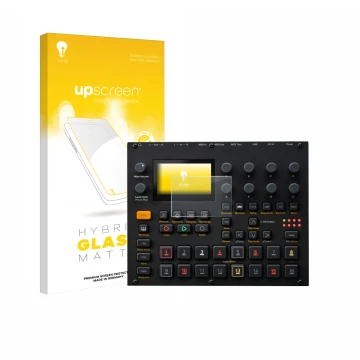 Front side of a product packaging with the brand logo upscreen. Next to it is the device Elektron Digitakt II shown with the c