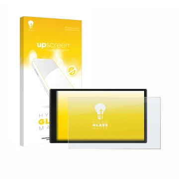 Front side of a product packaging with the brand logo upscreen. Next to it is the device Garmin CamperVan shown with the corre