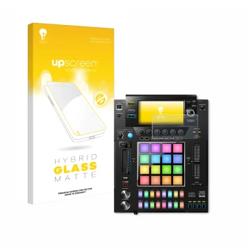Front side of a product packaging with the brand logo upscreen. Next to it is the device Pioneer DJS -1000 shown with the corr