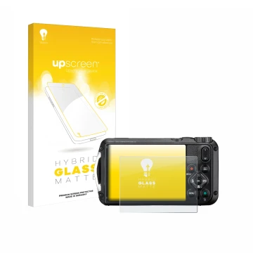 Front side of a product packaging with the brand logo upscreen. Next to it is the device Ricoh Pentax WG-8 shown with the corr