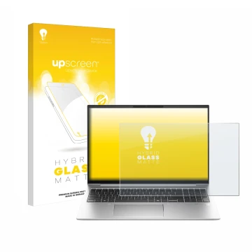 Front side of a product packaging with the brand logo upscreen. Next to it is the device HP EliteBook 860 G11 shown with the c