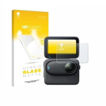 Front side of a product packaging with the brand logo upscreen. Next to it is the device Insta360 Go 3S shown with the corresp
