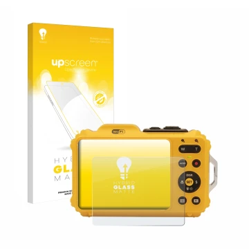 Front side of a product packaging with the brand logo upscreen. Next to it is the device Kodak Pixpro WPZ2 shown with the corr
