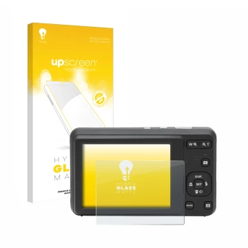 Front side of a product packaging with the brand logo upscreen. Next to it is the device Kodak Pixpro FZ55 shown with the corr