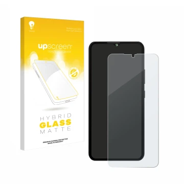 Front side of a product packaging with the brand logo upscreen. Next to it is the device Cubot A10 shown with the correspondin