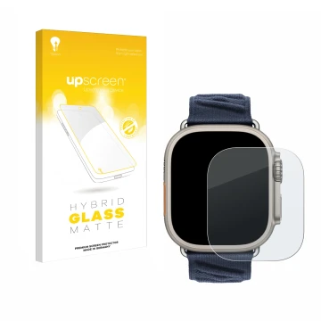 Front side of a product packaging with the brand logo upscreen. Next to it is the device Apple Watch Hermès Ultra 2 shown with