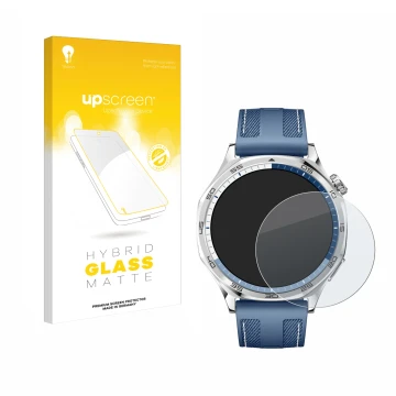 Front side of a product packaging with the brand logo upscreen. Next to it is the device Huawei Watch GT 5 (46 mm) shown with 