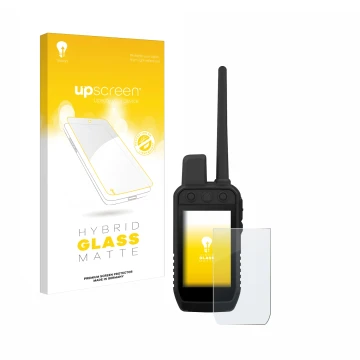 Front side of a product packaging with the brand logo upscreen. Next to it is the device Garmin Alpha 300 K shown with the cor