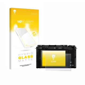 Front side of a product packaging with the brand logo upscreen. Next to it is the device Fujifilm X-M5 shown with the correspo