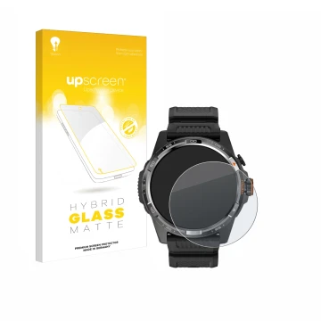 Front side of a product packaging with the brand logo upscreen. Next to it is the device Mobvoi Ticwatch Atlas shown with the 