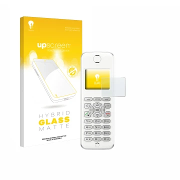 Front side of a product packaging with the brand logo upscreen. Next to it is the device AVM Fritz!Fon M2 shown with the corre