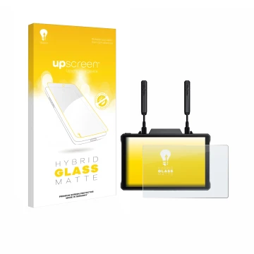 Front side of a product packaging with the brand logo upscreen. Next to it is the device Hollyland Pyro 7 shown with the corre