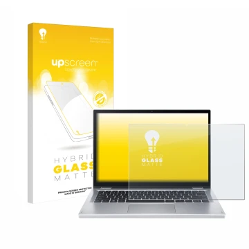 Front side of a product packaging with the brand logo upscreen. Next to it is the device Acer Aspire 3 Spin A3SP14 shown with 