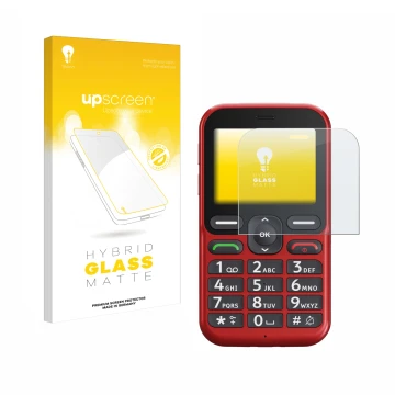 Front side of a product packaging with the brand logo upscreen. Next to it is the device Doro Leva L10 shown with the correspo