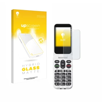 Front side of a product packaging with the brand logo upscreen. Next to it is the device Doro Leva L20 shown with the correspo
