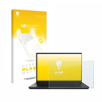 Front side of a product packaging with the brand logo upscreen. Next to it is the device Razer Blade 16 2024 shown with the co