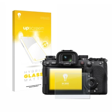 Front side of a product packaging with the brand logo upscreen. Next to it is the device Sony Alpha 1 II (ILCE1M2B) shown with