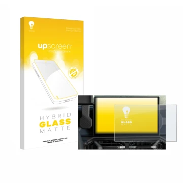 Front side of a product packaging with the brand logo upscreen. Next to it is the device Dacia Duster Infotainment System (202