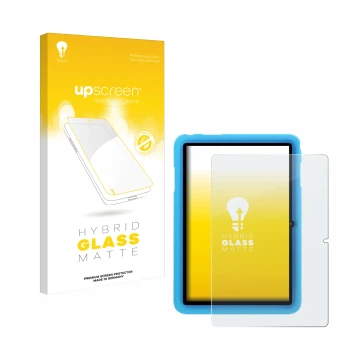 Front side of a product packaging with the brand logo upscreen. Next to it is the device Blackview Tab 8 Kids shown with the c