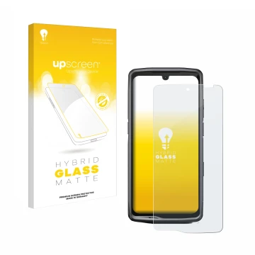 Front side of a product packaging with the brand logo upscreen. Next to it is the device Crosscall Stellar M6E shown with the 