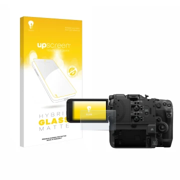 Front side of a product packaging with the brand logo upscreen. Next to it is the device Canon EOS C400 shown with the corresp