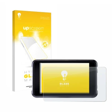 Front side of a product packaging with the brand logo upscreen. Next to it is the device Atomos Shogun Classic shown with the 