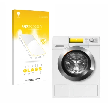 Front side of a product packaging with the brand logo upscreen. Next to it is the device Miele WEH875 shown with the correspon