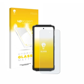 Front side of a product packaging with the brand logo upscreen. Next to it is the device Doogee Fire 6 Power shown with the co