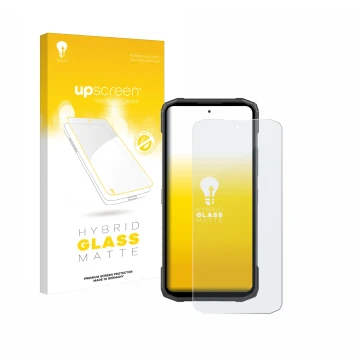 Front side of a product packaging with the brand logo upscreen. Next to it is the device Doogee Blade 10 Power shown with the 