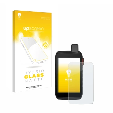 Front side of a product packaging with the brand logo upscreen. Next to it is the device Garmin Montana 710i shown with the co