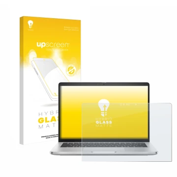 Front side of a product packaging with the brand logo upscreen. Next to it is the device Dell Pro 14 Plus 2-in-1 PB14250 shown