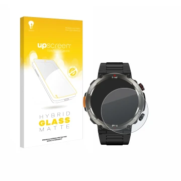 Front side of a product packaging with the brand logo upscreen. Next to it is the device Blackview W50 Pro 1.45