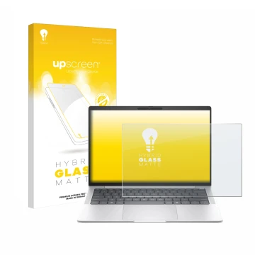 Front side of a product packaging with the brand logo upscreen. Next to it is the device HP EliteBook 1040 G11 shown with the 