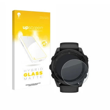 Front side of a product packaging with the brand logo upscreen. Next to it is the device Garmin Tactix 8 AMOLED (51 mm) shown 