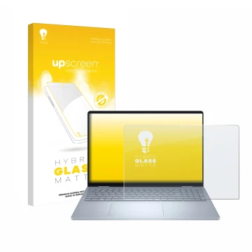 Front side of a product packaging with the brand logo upscreen. Next to it is the device Dell 16 Plus-2-in-1 shown with the co