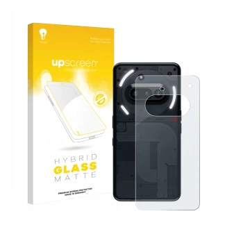 Front side of a product packaging with the brand logo upscreen. Next to it is the device Nothing Phone (3a) (Back) shown with 